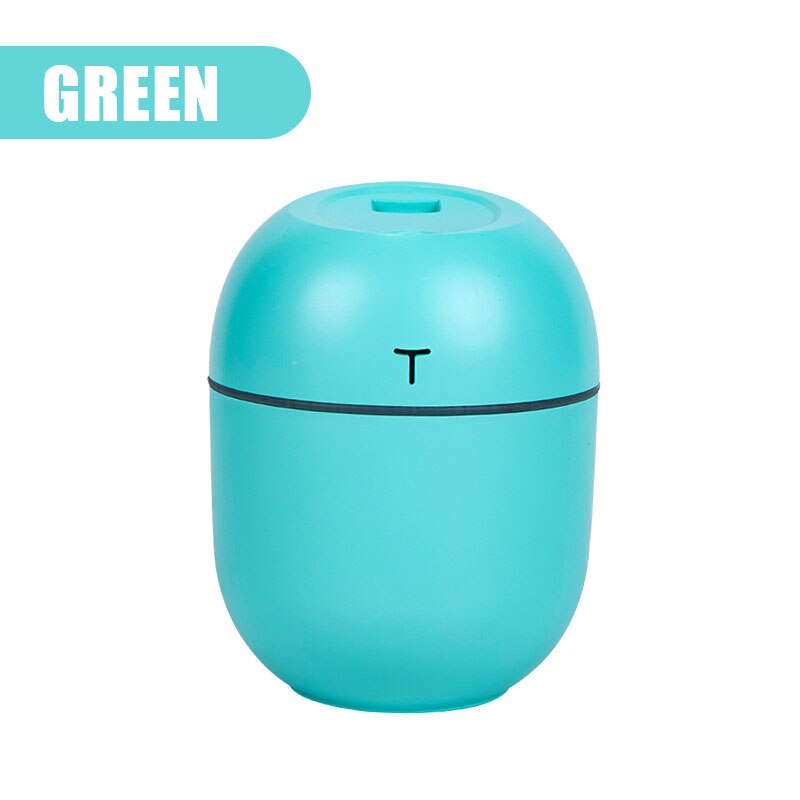 Mini humidificador de aire ultrasónico 200ML USB Copa deslumbrante difusor de aceites esenciales LED niebla que hace el humidificador purificador del hogar: green