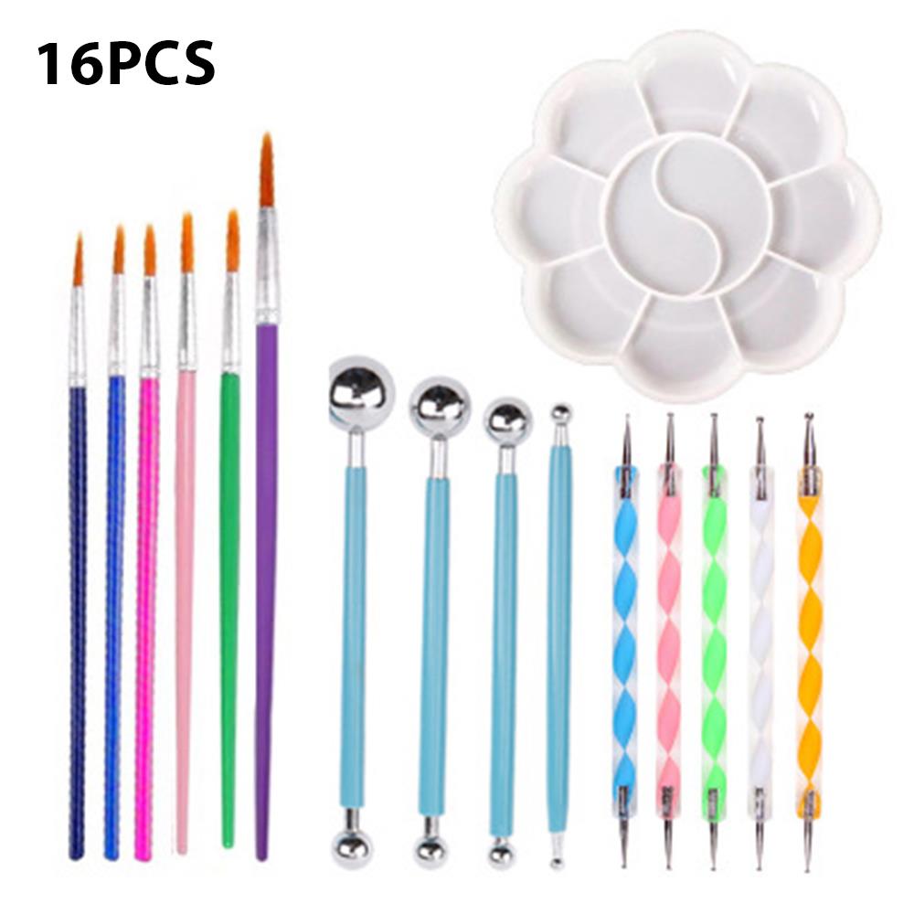 36 st mandala prickverktyg set måla stenar keramik embossing dot kit diy handarbete nagelkonst hantverk ritpennor keramik verktyg: 16 st