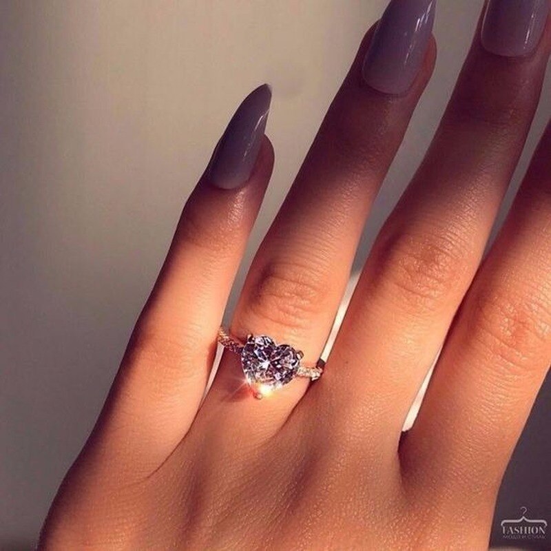 Drei-Zinke Liebe frauen Ring Weiß AAA Zirkonia Hochzeit Engagement Liebe Schmuck Neue