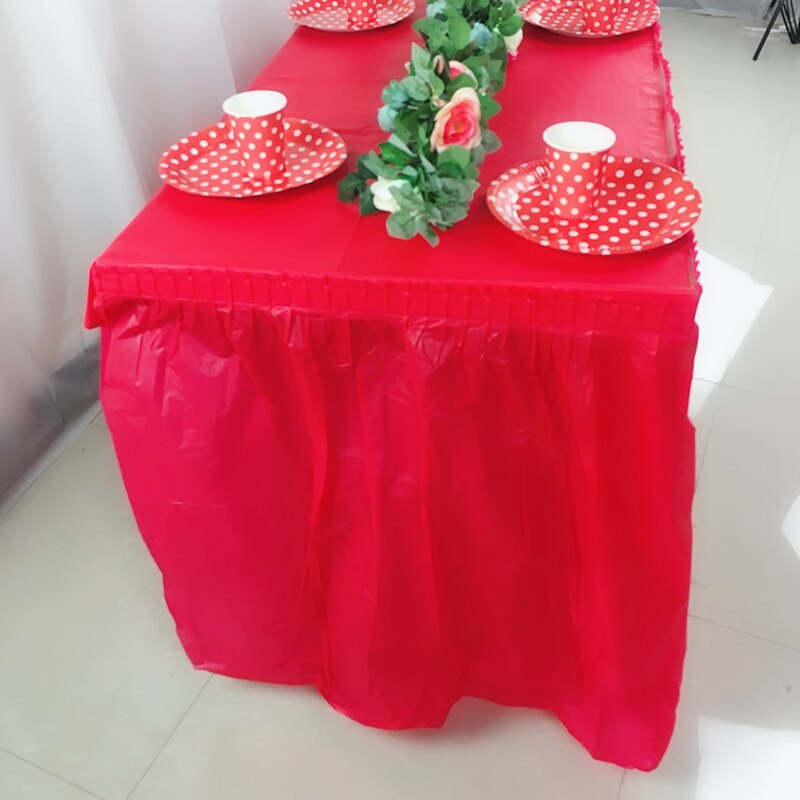 Disposable Table Skirt PEVA Table Skirting Rectangle Desk Skirt Kid Birthday Party Table Cover for Wedding Party Home Decoration