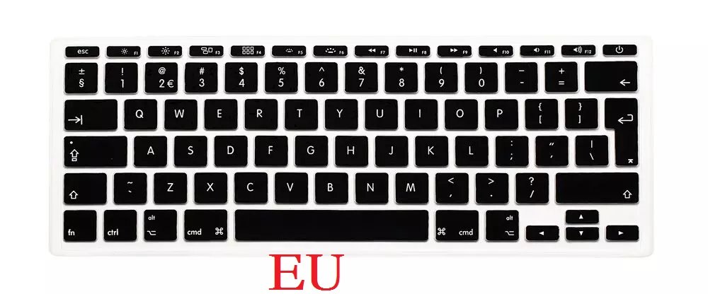 EU US Soft Silicon Keyboard Skin for Macbook Air 11 Keyboard Cover A1465 A1370 Keyboard Skin Film Protector: EU-Black