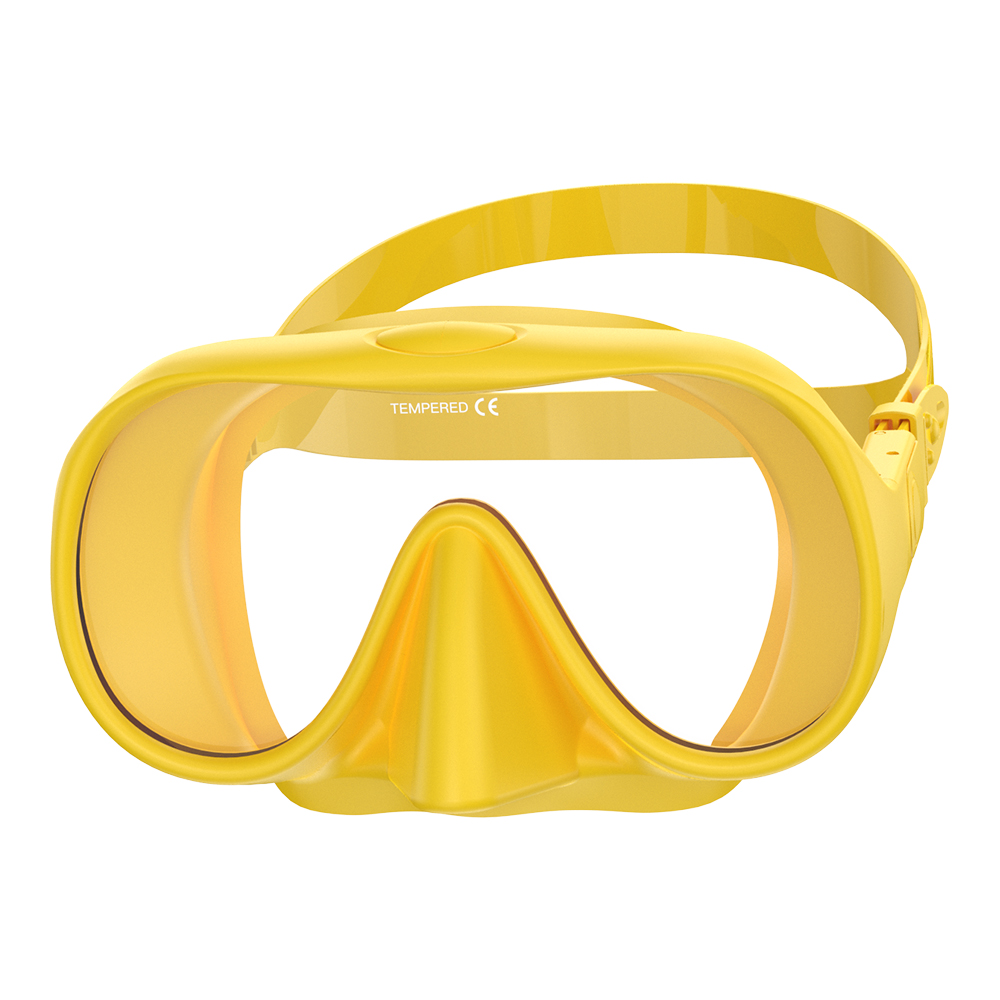 Máscara de buceo sin marco HD panorámica vista ultraancha vidrio templado snorkel gafas de natación adecuadas para adultos: Azul