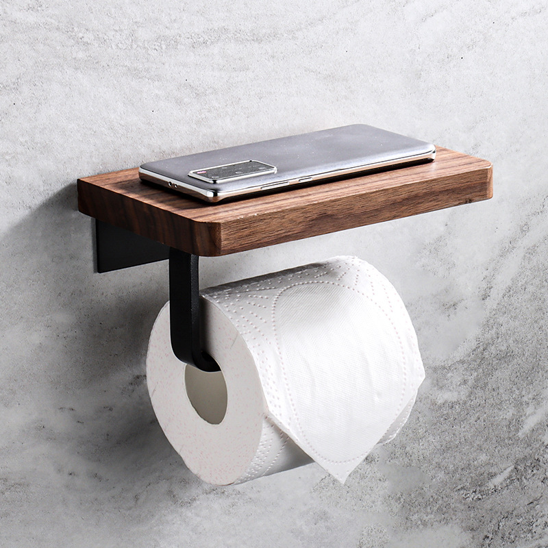 HeMu Solid Wood Tissue Holder Without Punching, Toilet Paper Box, Toilet Phone Storage Rack, Walnut Roll Paper Holder Simple: PURPLE