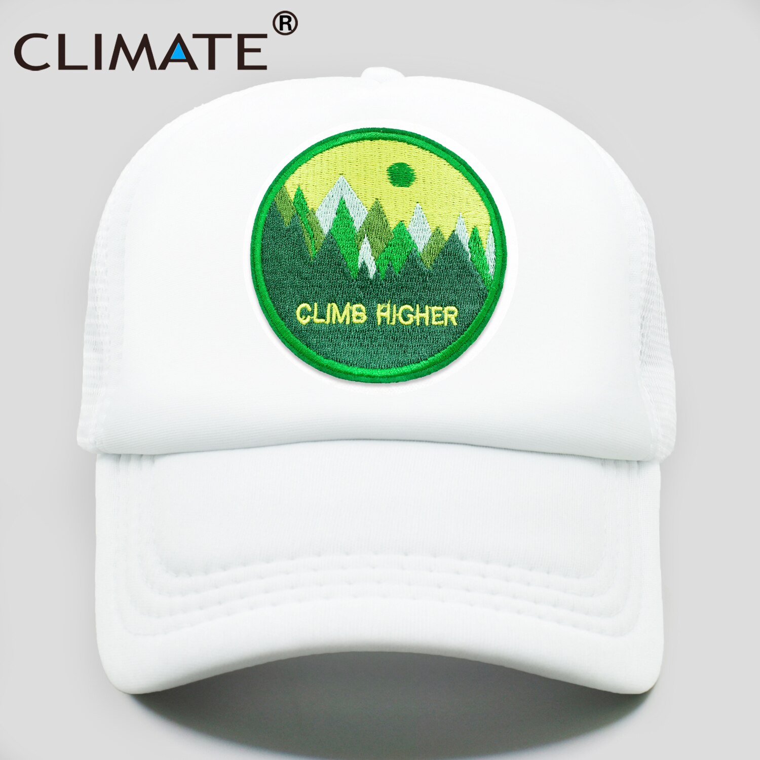 CLIMATE CLIMB HIGH Cap Climber Outdoor Sport Trucker Cap Green Outdoors Forest Hat Cap Cool Summer Mesh Cap for Men Women: white