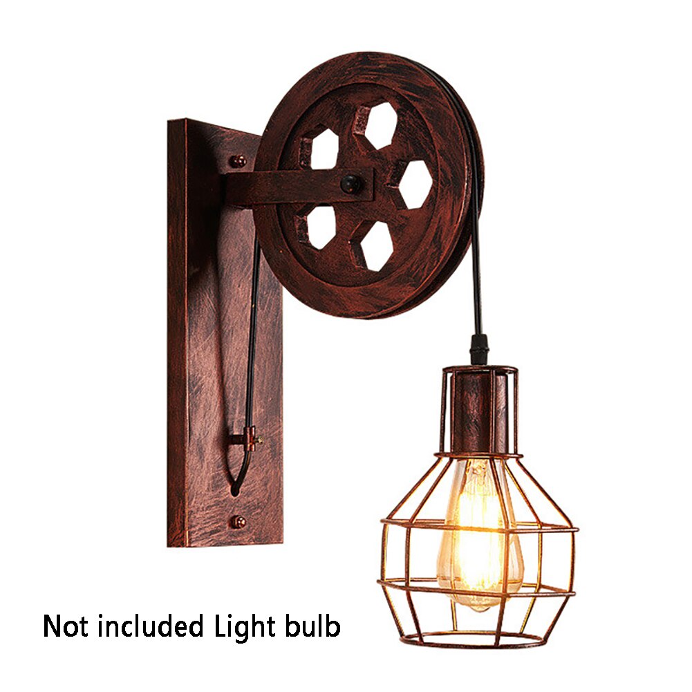 Retro Indoor Houten Wandlamp E27 Antieke Industriële Wandlamp Creatieve Kansen Rustieke Glazen Kap Vintage Nostalgie Loft Deco Woonkamer Restaurant Bar Cafe Hall Lampen, A
