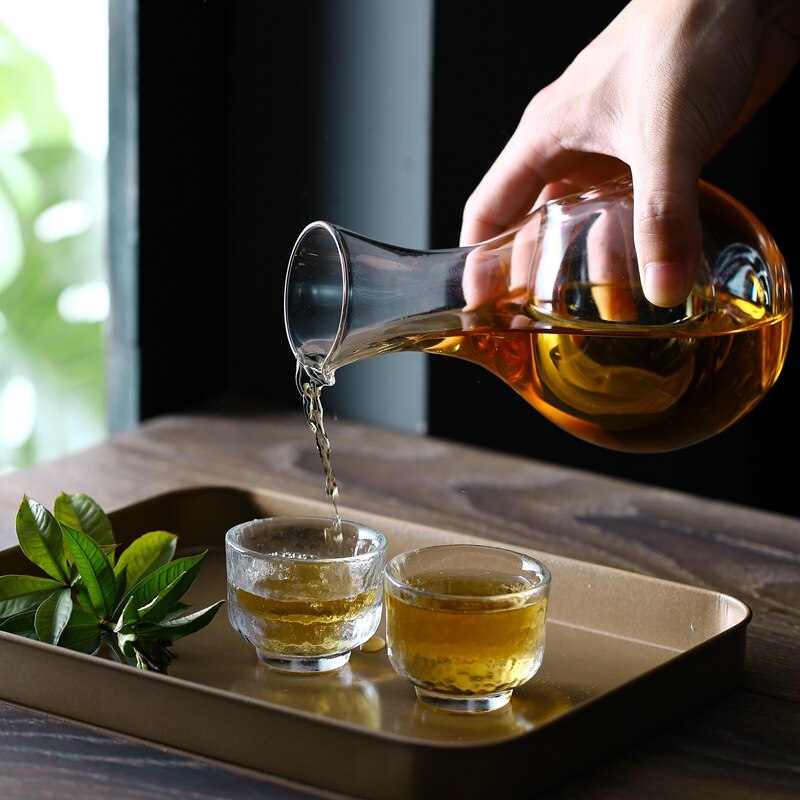 Creatieve Japanse Glas Wijn Set Hamster Nest Sake Set Decanter Crystal Wijn Warmer Glas Helder Wijn Pot Whisky Fles Bar
