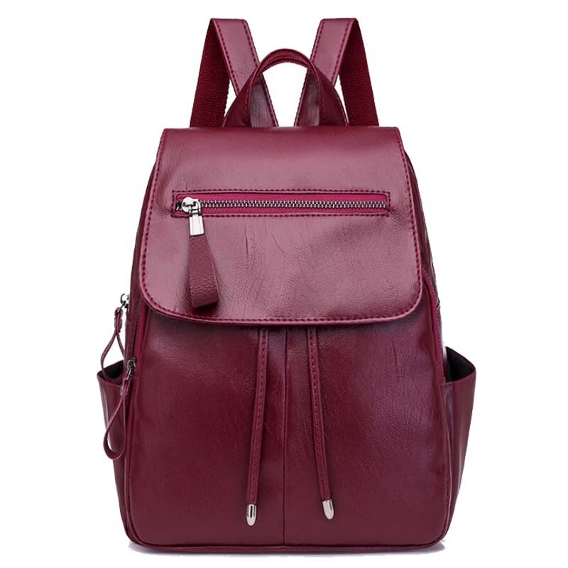 Chuwanglin Simple femmes sac à dos en cuir décontracté féminin école sacs à dos sauvage sac de voyage quotidien fille sac A6887: Bourgogne