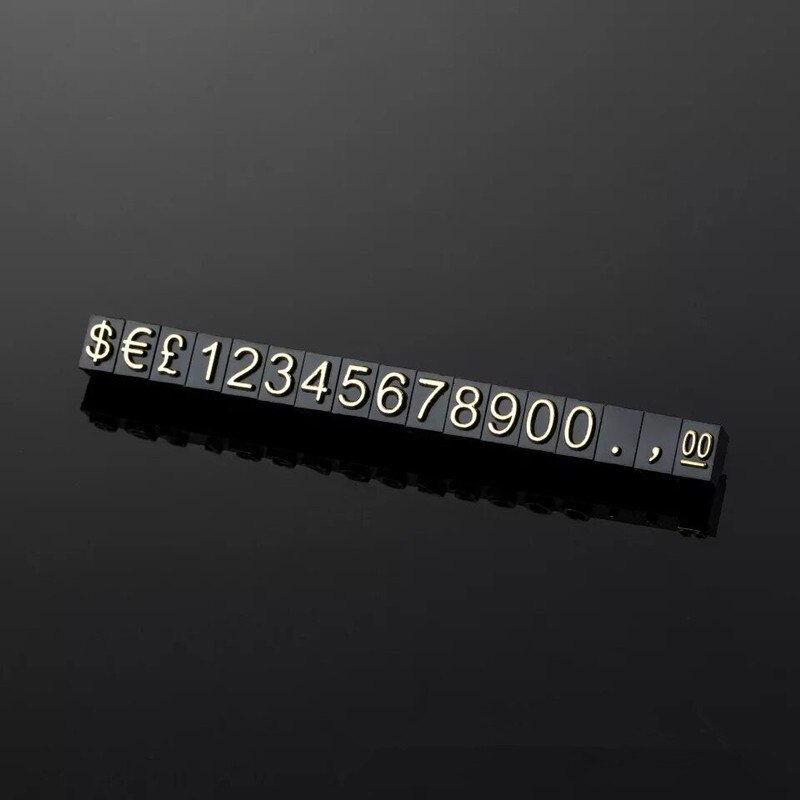 4*6mm Jewelry Pricing Cube Angled Set Small Pricing Block Kit Number Price Label Tag Price Display Stand: Black Gold Digits