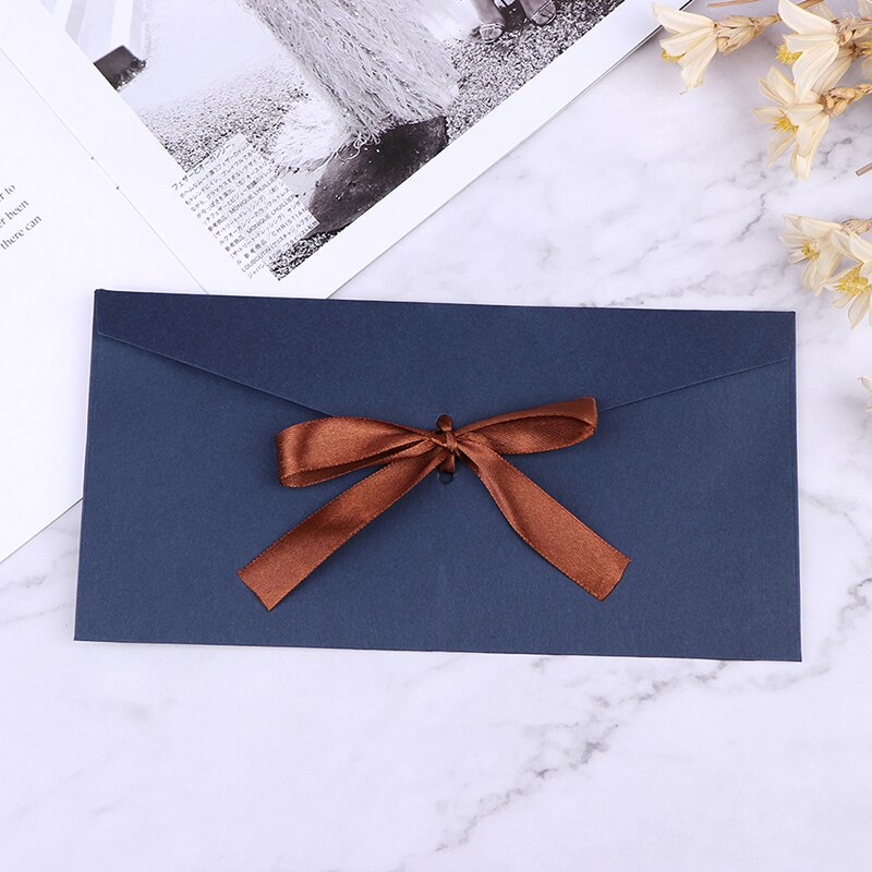 1 ud. 22*11cm Sobres de papel de perla de lazo clásico para boda sobre de invitación sobre de 4 colores: Azul marino