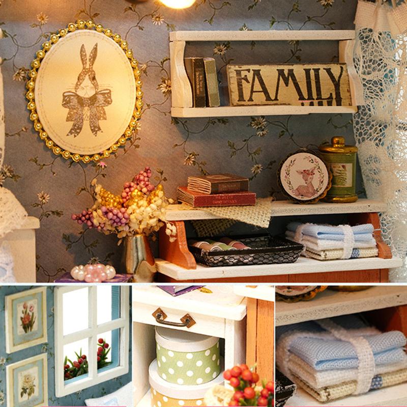 mini house Miniature DIY House Kit Handmade Assembly Model Room With Furniture (Beautiful Time)