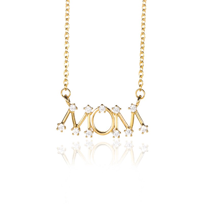 Mama Necklace Exquisite Compact Minimalism Clavicle Necklace For Mama Stainless Steel Pendant Jewelry Perfect For Mom: Pure Gold Color