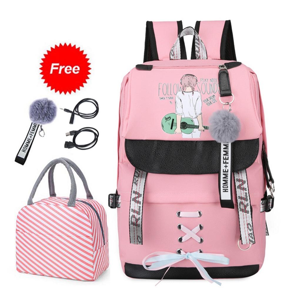 Schooltassen Voor Tienermeisjes Met Lock Anti Diefstal Rugzak Vrouwen Boek Tas Junior High Schooltas Jeugd leisure College: New Pink