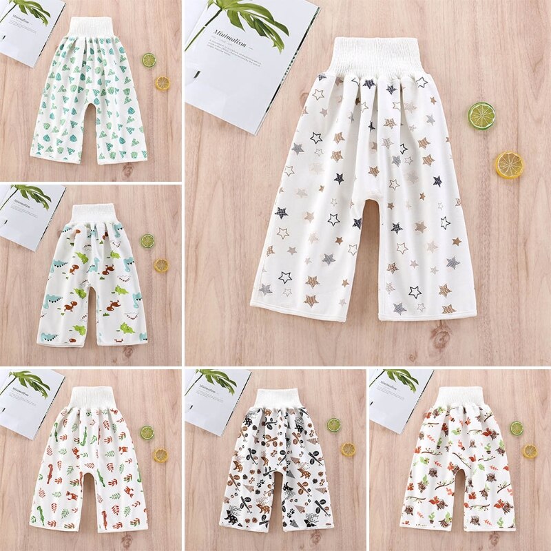 2 in 1 babybleierskjørtshorts vanntett absorberende pottetrening bleiebukser 23gd