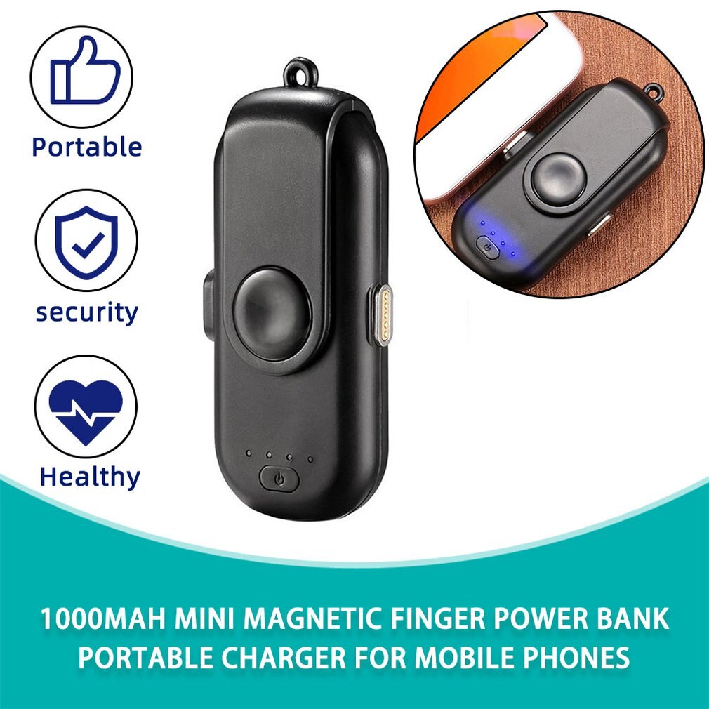Magnetische Power Bank Mini Vinger Nood Mobiele Power Magnetische Draagbare Mobiele Snel Opladen Externe Batterij