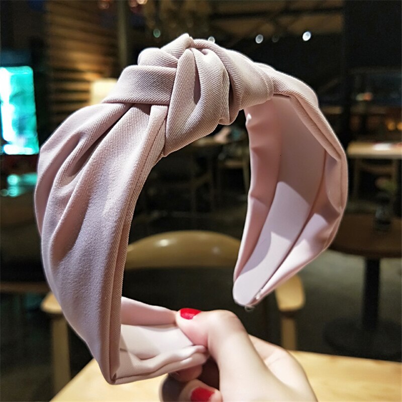 Solid Color Cloth Headband Cross Hair Band for Women Wide Plastic Hair Hoop Lady Turban Bezel Hair Bands Girls Hair Accessories