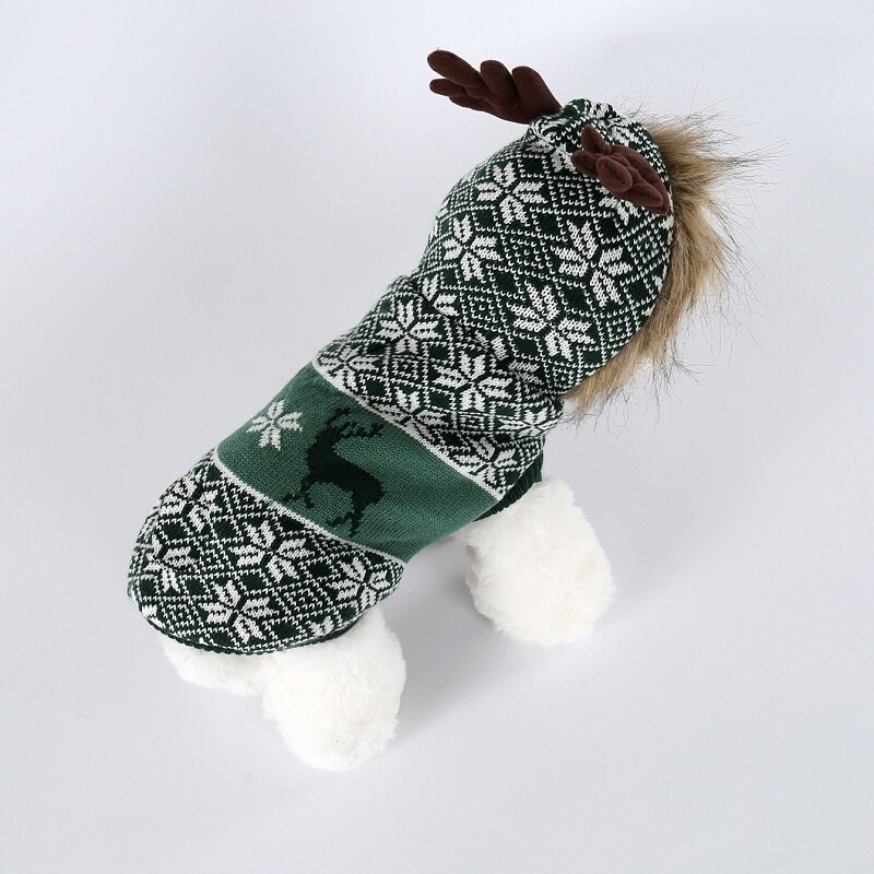 Jul elg kjæledyr genser katt hund klær vinter valp strikke gensere hettegenser klær år for små middels store hunder