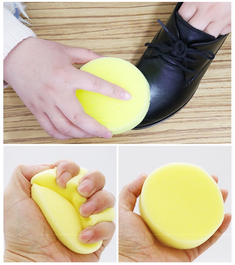 Esponja para sacar brillo a los zapatos, esponja redonda de pulido y encerado, aplicador de espuma de cera para coche, esponja de limpieza, TSLM1, 1 Uds.