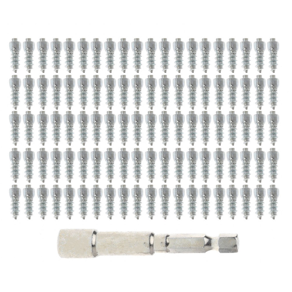 Auto Car SUV ATV 100 Pcs Stud Screw 12mm Anti-Slip Screw Stud Wheel Tyre Snow Tire Spikes Trim and Installation Tool