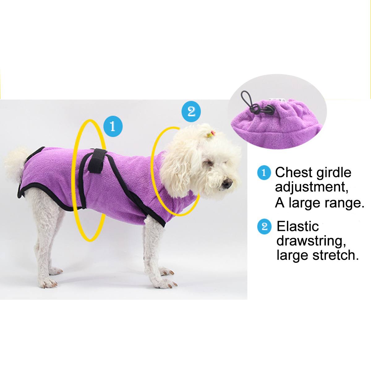 Pet Towel - Super Absorbent Dog Bathrobe - Quick Dry Microfiber - Cat Bath Towel