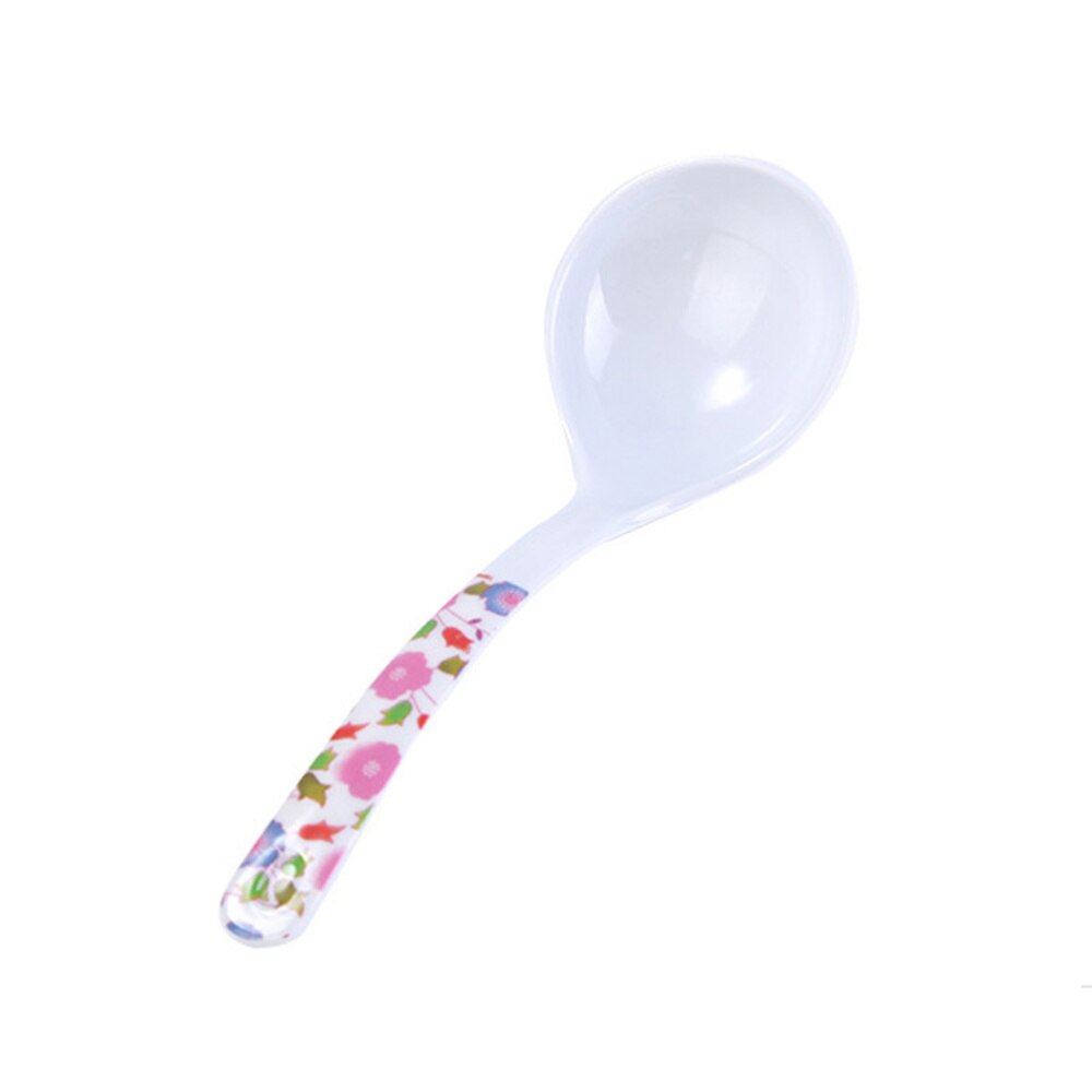 5 Pcs Soup Spoons Imitation Ceramic Long Handle Plastic Large Kitchen Ladles Soup Scoops for Eating Porridge Soup
