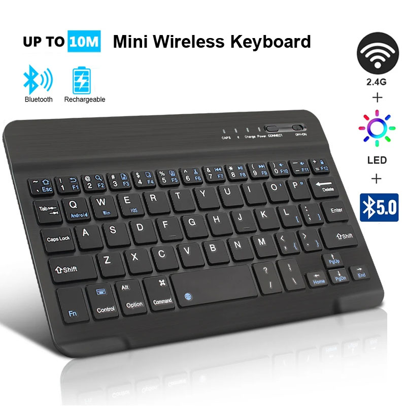 Bluetooth Wireless Keyboard Mini Keyboard For MacBook iPad 2.4G Rechargeable Gaming Receiver For Android iOS Windows