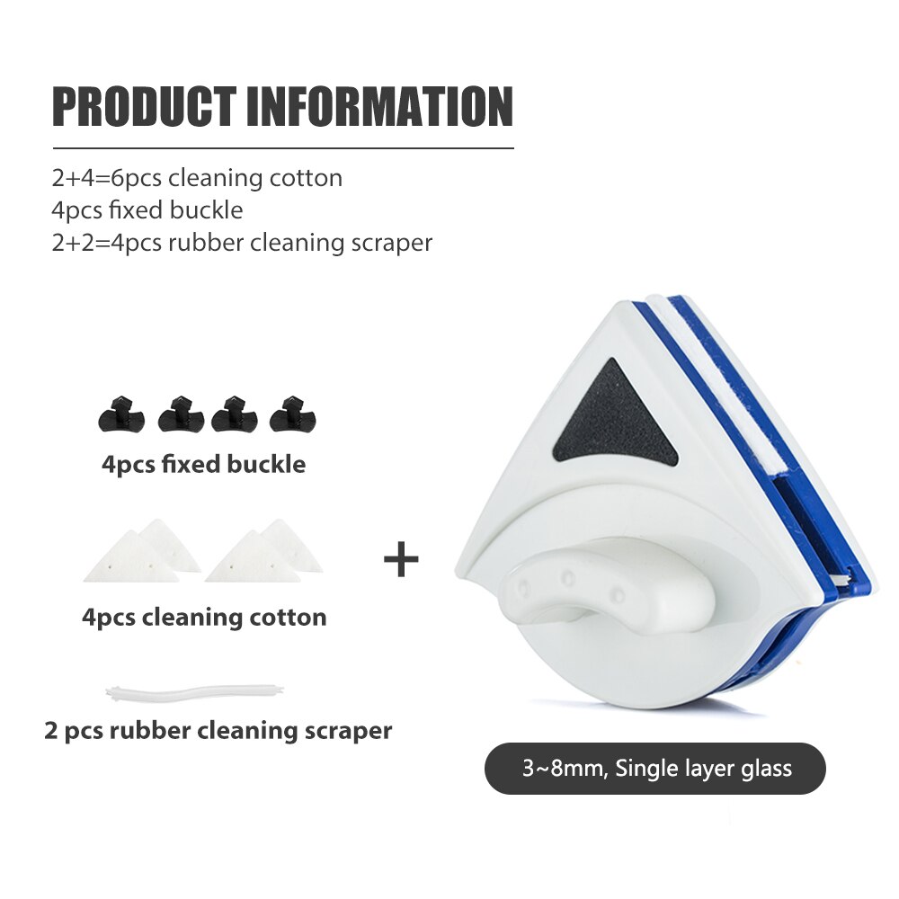 Cepillo magnético doble para limpiar cristales por ambos lados, limpiador de ventanas, utensilio de limpieza, productos del hogar: 3-8