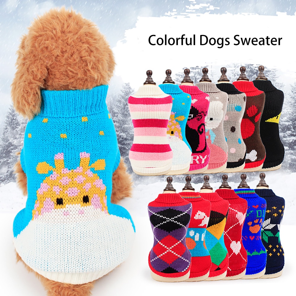 Kæledyr hund strikket sweater katte strikket tøj vinter varm strikfrakke kæledyr tøj chihuahua tøj kattekat tøj