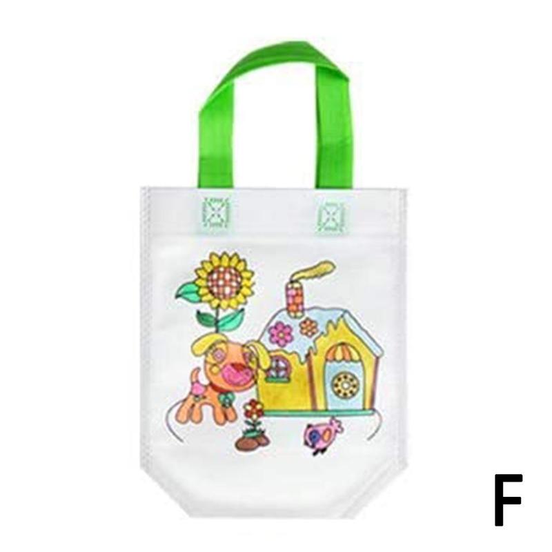 Diy Milieubescherming Graffiti Tas Handgemaakte Voor Kinderen Kleuterschool Puzzels Kinderen Zakken Schilderij Tote U1V5: F