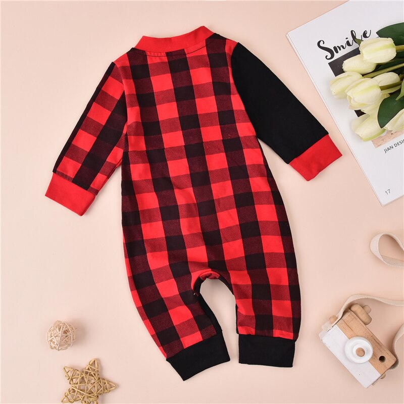 Mode Baby Boy Kerst Rompertjes Pasgeboren Baby Kleding Plaid Romper Xmas Jumpsuit Herfst Kleding Peuters Kleding Lange Mouwen