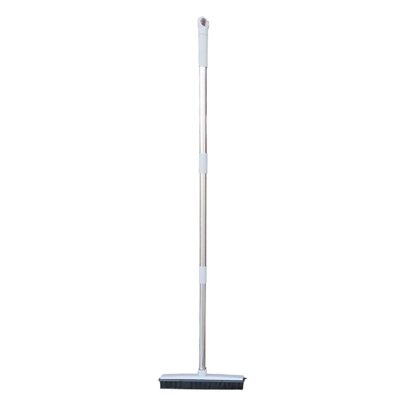 Pet Hair Removal BroomTelescoping Handle That Extends Push Broom Carpet Sweeper with Squeegee Adjustable Long Handle: Light Grey