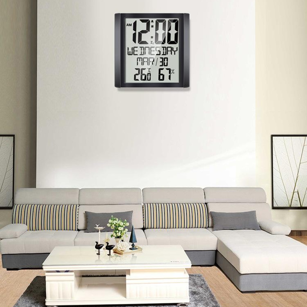 Indoor Digital Clock Bold Digit Display Electronic Clock Temp Humidity Meter Calendar Reminders Max/Min Records for Home Office