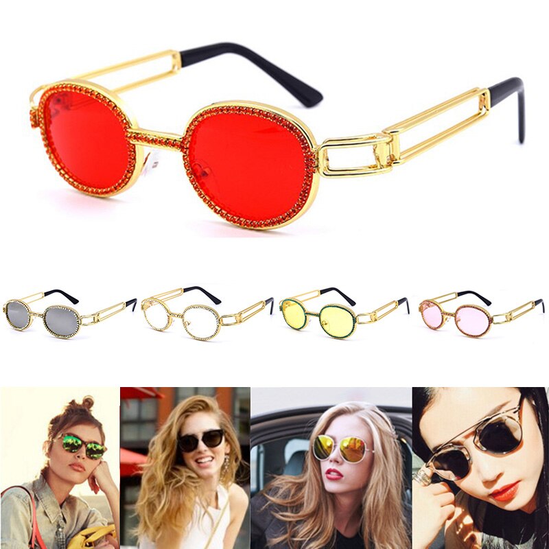 Gafas de rapero de diamante para hombre y mujer, anteojos de sol brillantes con montura de Metal para PC, A1