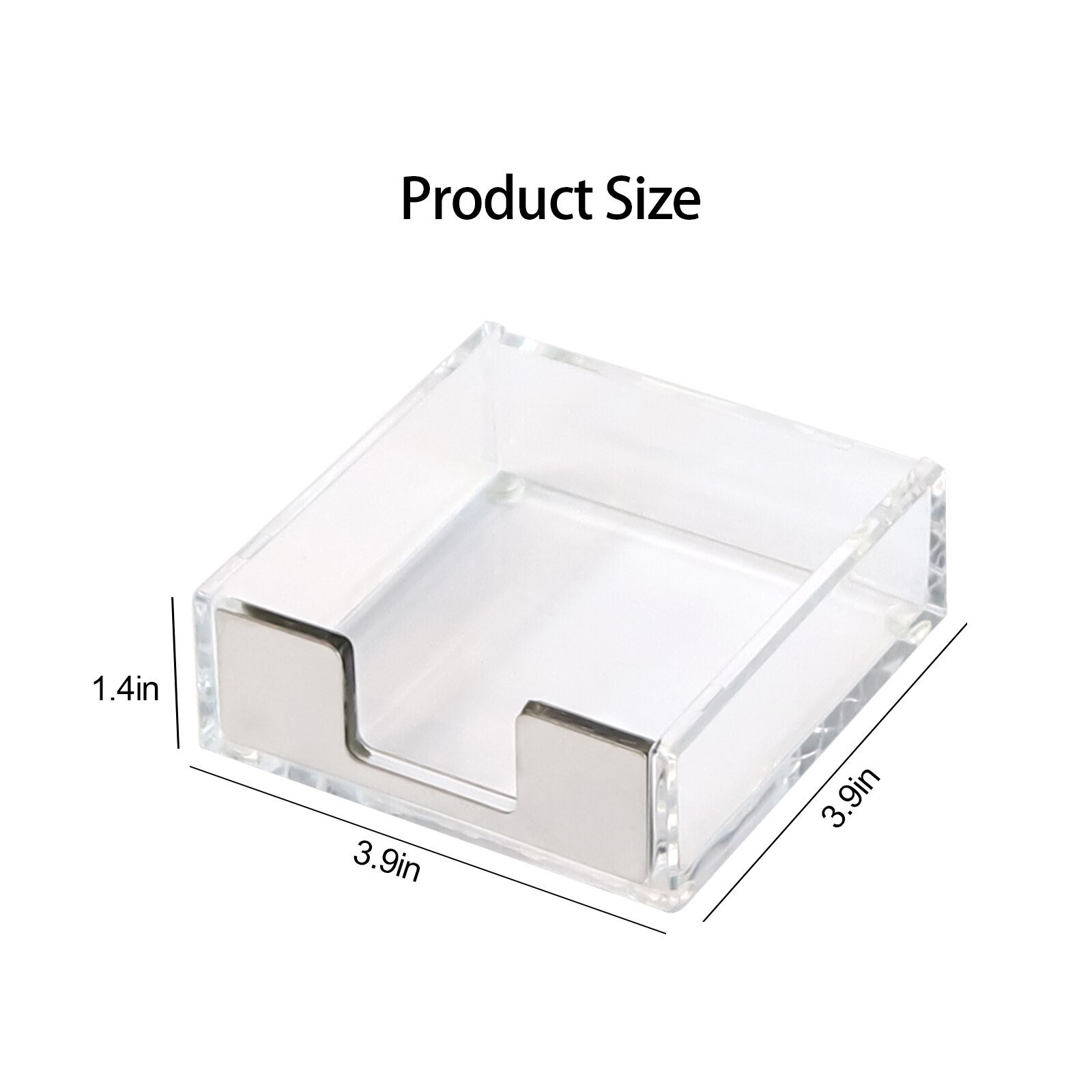 Acrylic Clear Sticky Notes Memo Pad Holder Cards Dispenser Clear Desk Silver Office Supplies Cute Notepad Holder