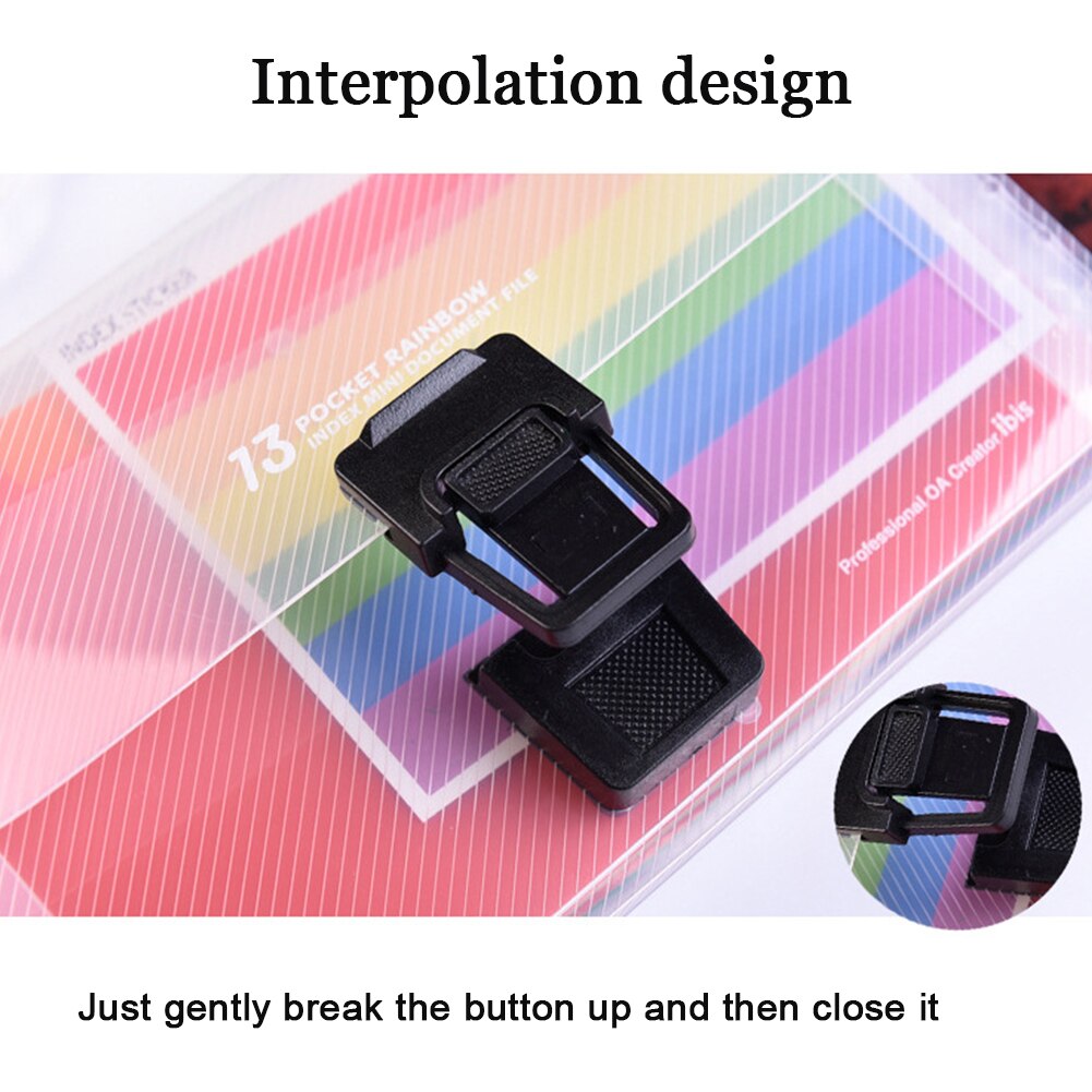 Rainbow Innner Organizer File Folder Expandable Receipt Buckle PP Portable A6 Accordion Storage Office Document 13 Pockets