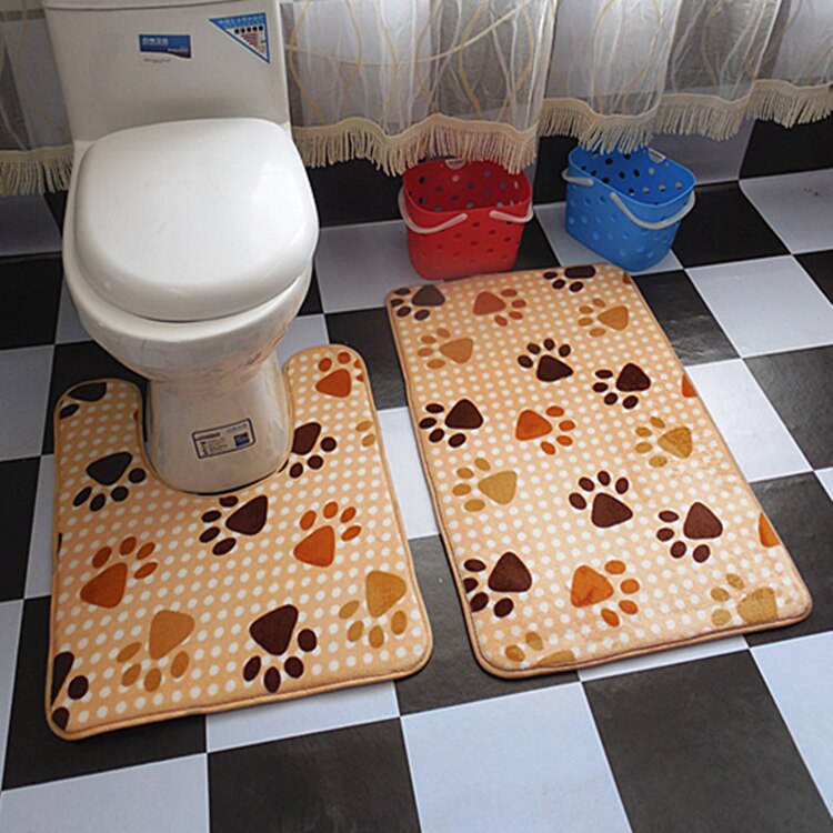 Suède 2 stuks/set badmatten en u-vormige toiletmatten, waterabsorberend antislip tapijt superzachte u-vormige toiletmatten: Xiaojiaoya