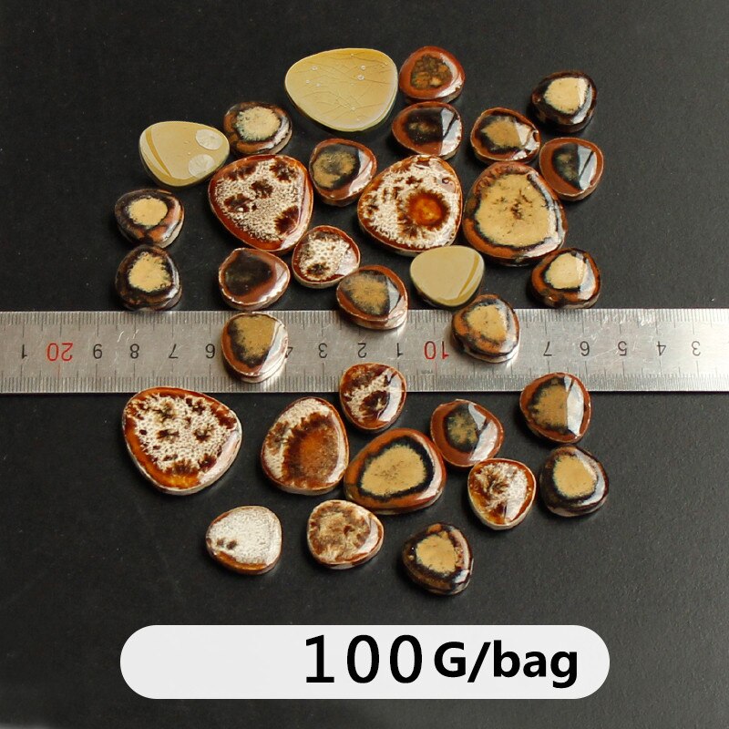100g mozaika ceramiczna fragmenty niebieskie i białe kawałki porcelany rzemiosło materiały kolaż małe płytki DIY kreatywna artystyczna dekoracja: Brown