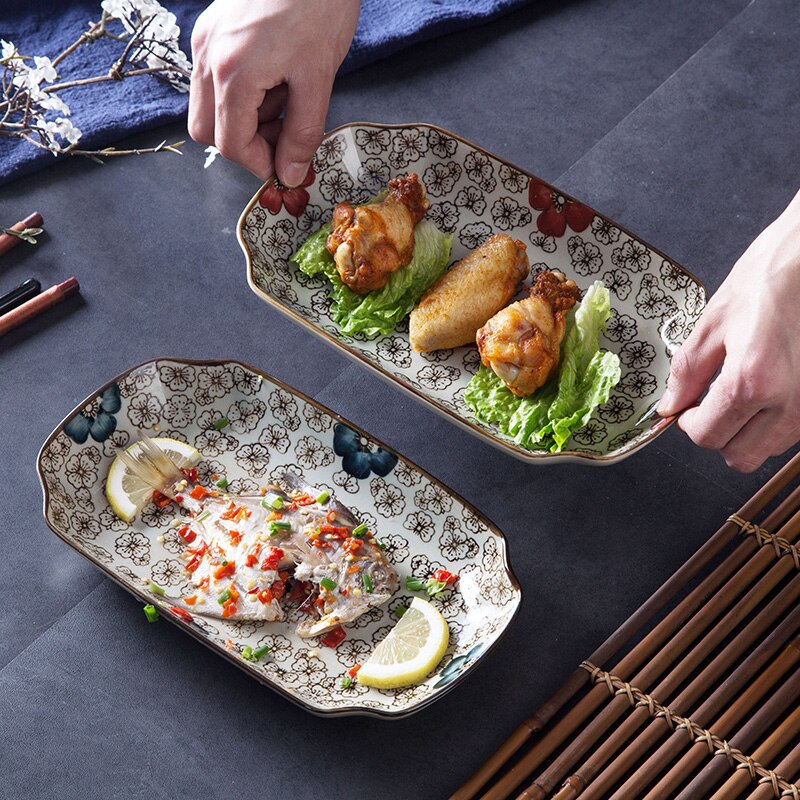 Thuis japans handbeschilderd keramisch bord rechthoekig schaaltje thuis serviesgoed keramisch fruit visbord