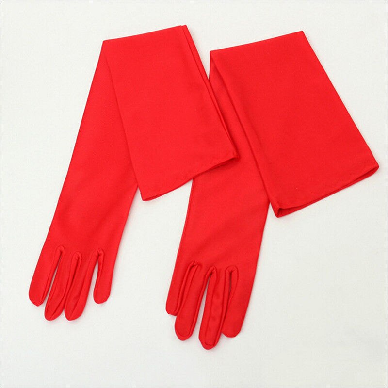 Guantes clásicos elásticos de satén para adultos, guantes largos de encaje blanco, negro, blanco, rojo y gris, accesorios de boda