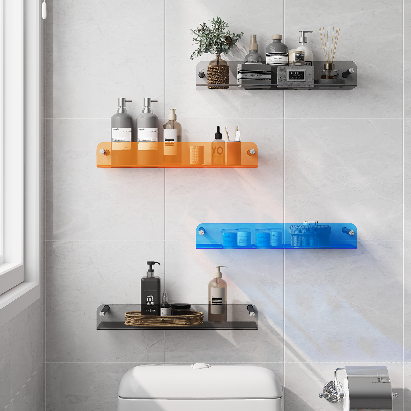 Akrylowa półka ścienna robić łazienki, półka ekspozycyjna na figurki Muzyka pop, wisząca półka na zdjęcia robić łazienki, sypialni, kuchni, salonu