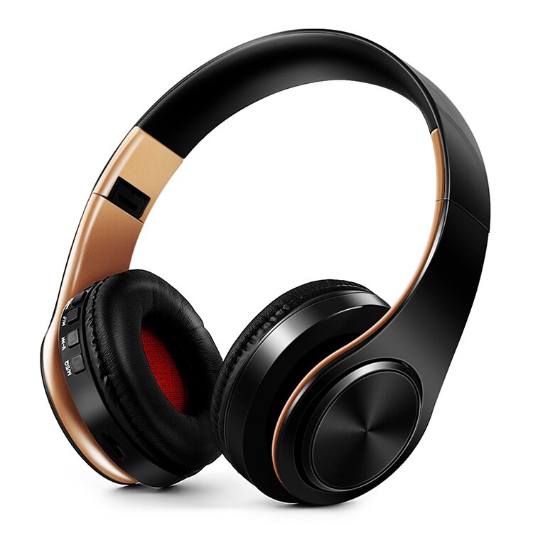 stereo headset bluetooth earphone headphone wireless bluetooth handfree universal for all phone for iphone with microphone: black gold
