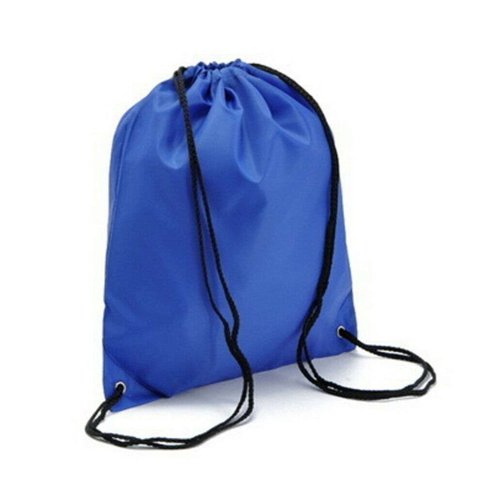 String Drawstring Back Pack Cinch Sack Gym Tote Bag School Sport Shoe Bag: Blue
