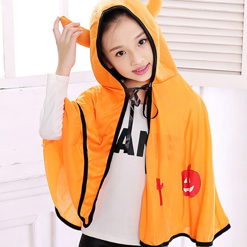 1 Pc Kids Halloween Party Kit Hat Cloak Cape Robe Childs Hooded Cape Dress Costume Cosplay Halloween party