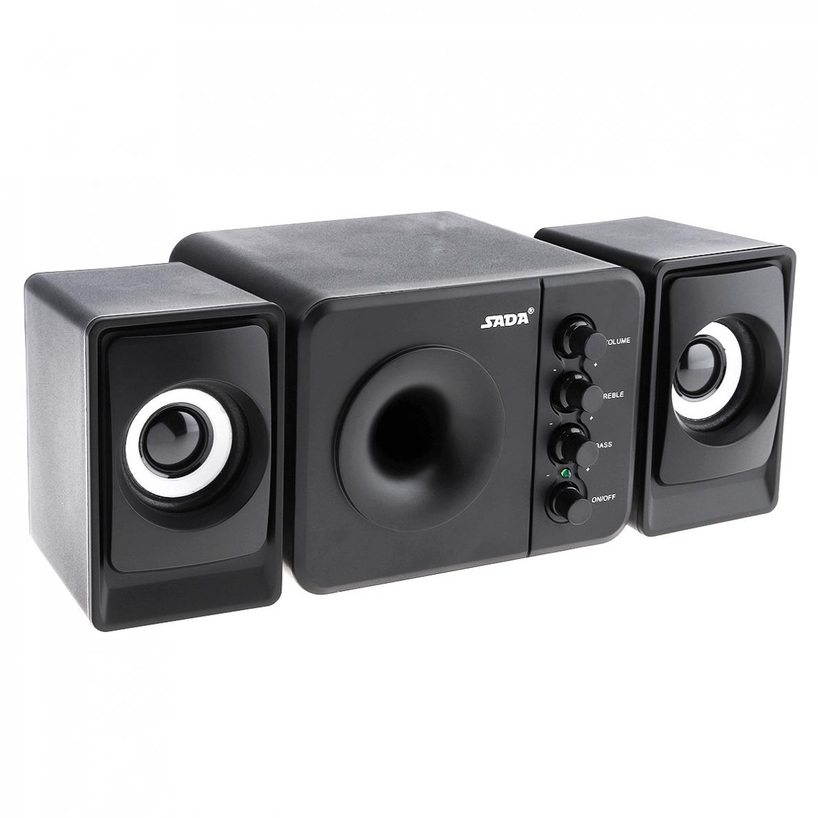 Altavoz de ordenador con Subwoofer USB 2,0 de SADA D-205 con enchufe de Audio de 3,5mm y enchufe de alimentación USB para ordenador de sobremesa ordenador portátil MP3 teléfono móvil MP4