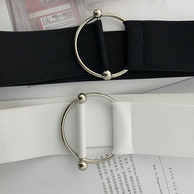 Brett midjebälte dam elastisk korsett midja metallspänne casual midjeband stretch kvinnor klänning bältestillbehör