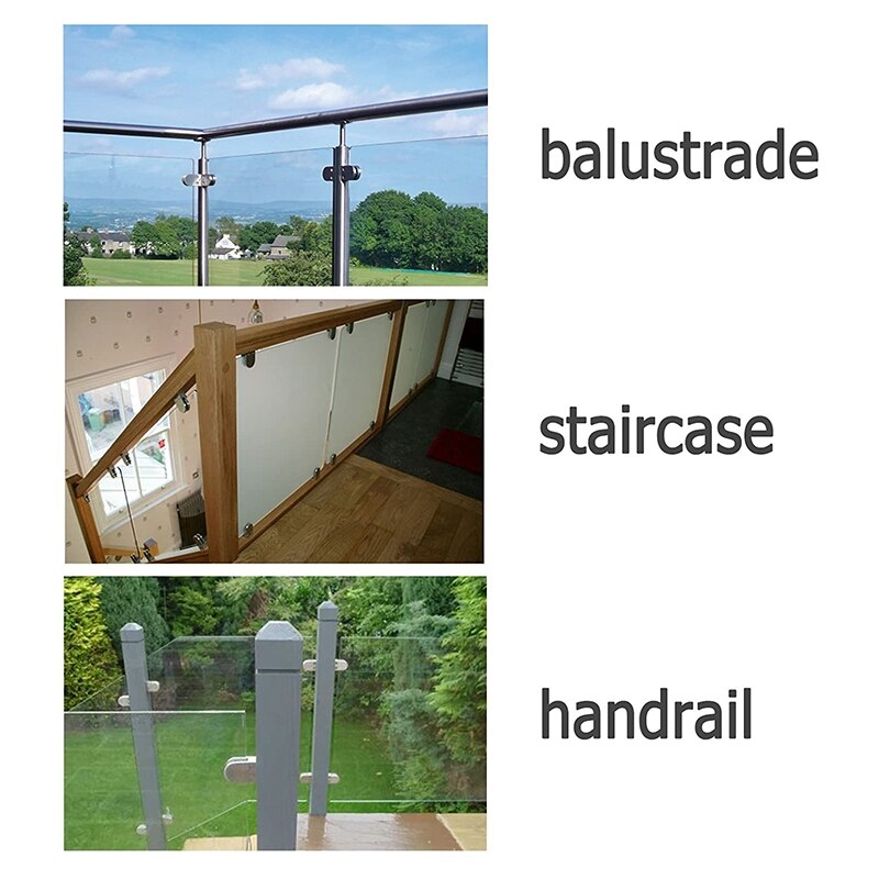 Glasklem 8-10Mm 8Pcs Rvs 304 Glasklemmen Verstelbare Glazen Beugel Flat Terug Voor Balustrade trap