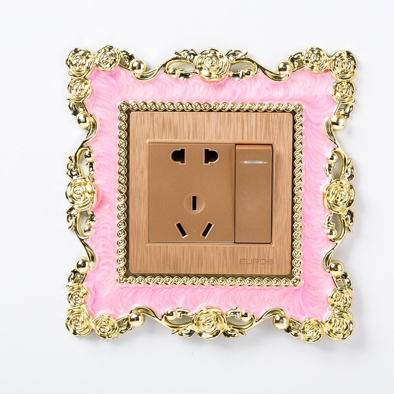 1PC Home Switch Cover Square Shape Switch Wall Light Socket Stickers Room Decoration: Pink