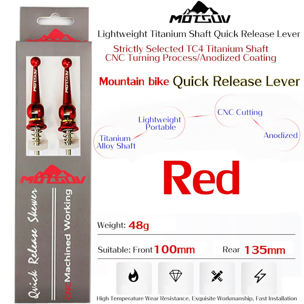 MOTSUV Folding bike Titanium Ti Skewer QR Quick Release Skewer lever MTB Road Cycling Hub Road Bike Quick Release Bicycle Parts: Mountain bike Red