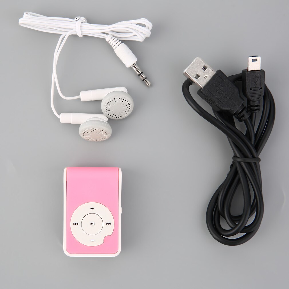 Lecteur MP3 Mini pince USB prenant en charge jusqu'à 1 go 2 go 4 go 8 go carte Micro SD TF: c pink