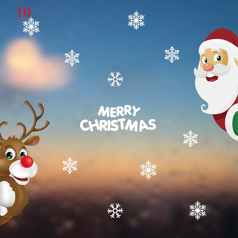 Pegatinas de Navidad de dibujos animados para escaparate de ventana, muñeco de nieve extraíble, de vidrio para decoración del hogar, pegatinas electrostáticas sin pegamento de PVC