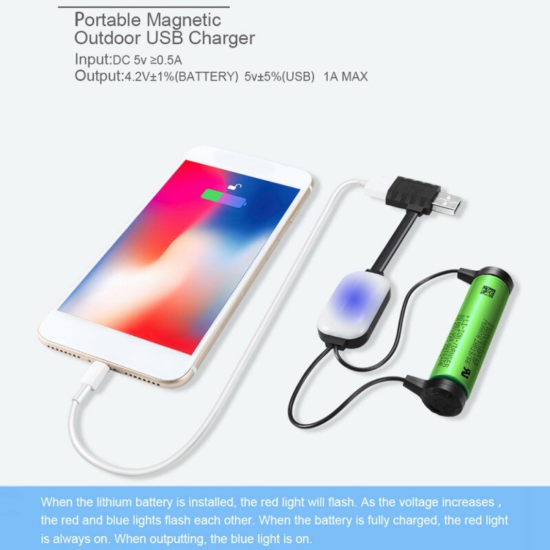 Battery Charger For Li-ion Batteries Multifunction Magnetic USB Charger Mini Charging Discharging Power Bank